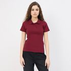 Women's Wine Polo Collar Classic T-Shirt, वाइन, small