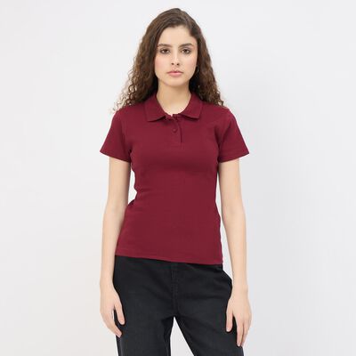 Women's Wine Polo Collar Classic T-Shirt