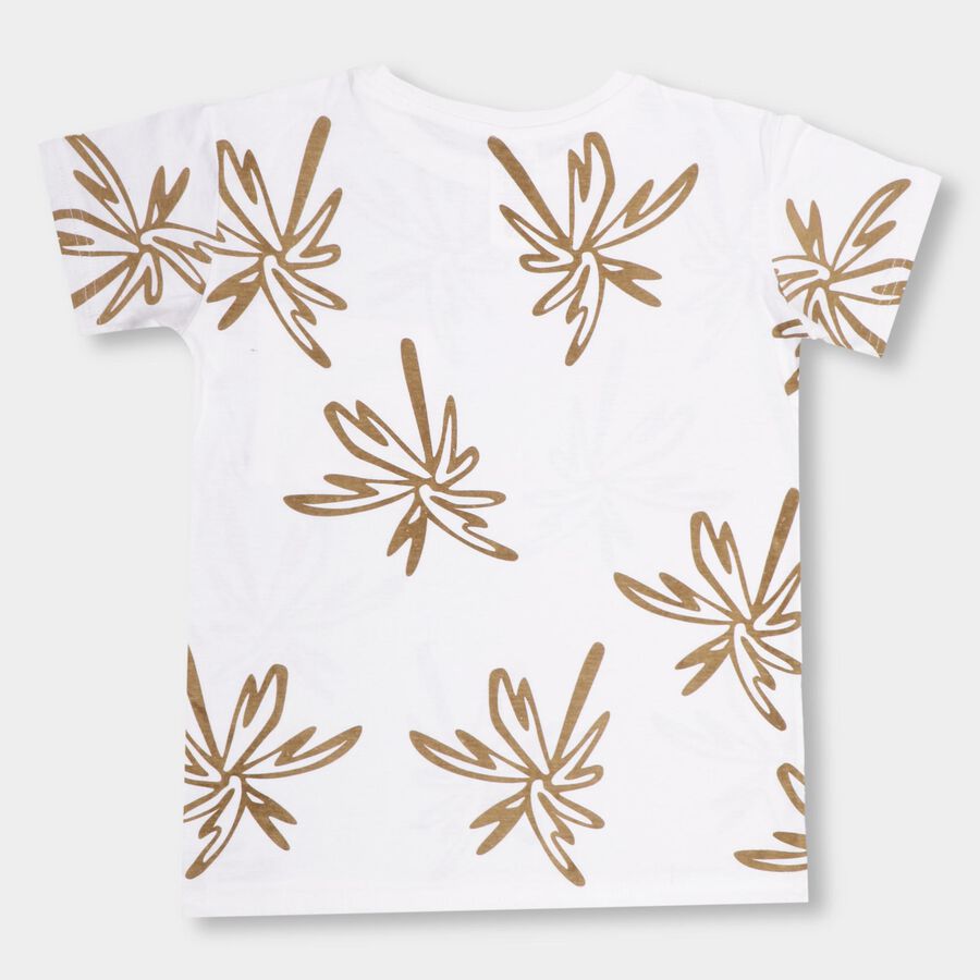 Boys' 100% Cotton Half Sleeves T-Shirt, White, large image number null