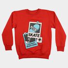 Boys' Red Crew Neck Graphic Print Sweatshirt, Red, small