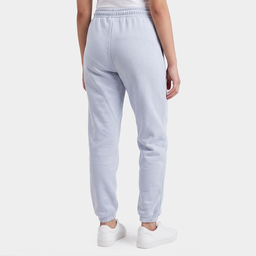 Girls' Light Blue Jogger Fit Typographic Print Winter Pyjama, हल्का नीला, large