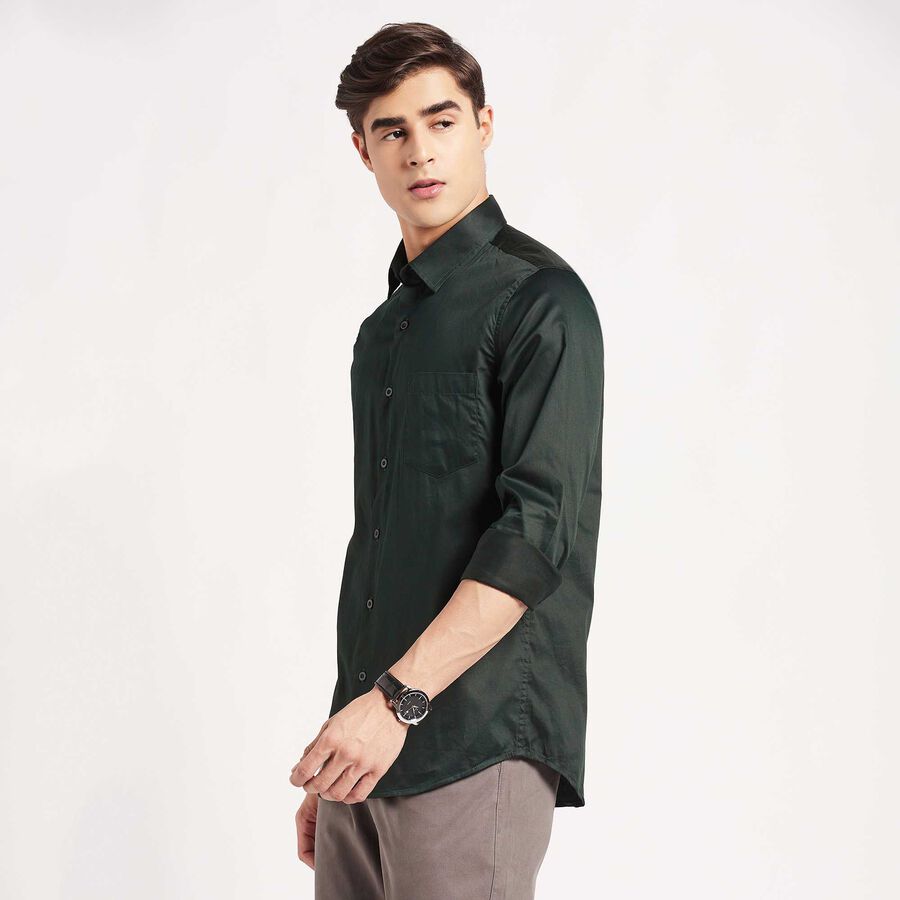 Cotton Solid Casual Shirt, Dark Green, large image number null