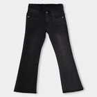 Girls' Buttoned Jeans, Black, small image number null