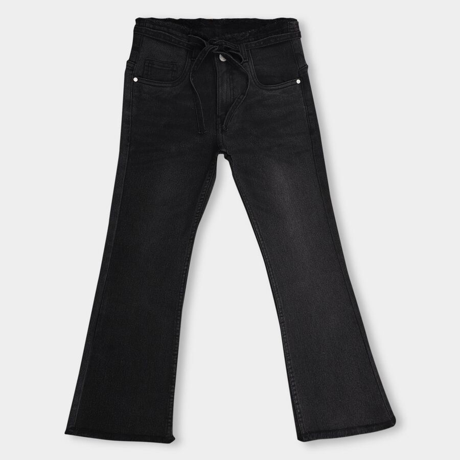 Girls' Buttoned Jeans, Black, large image number null