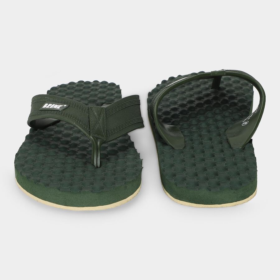 Men's Olive Green Flip-Flop Slippers, ओलिव, large