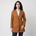 Women Brown Notched Collar Blazer Jacket, Brown, small
