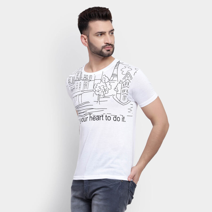 Round Neck T-Shirt, White, large image number null