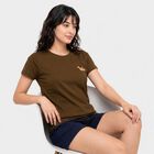 Women's Olive Green Round Neck Regular T-Shirt, Olive, small