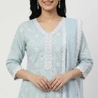 Women's Light Blue Embroidered Ethnic Set, हल्का नीला, small