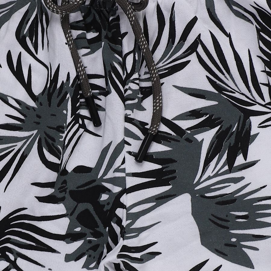 Boys' Muted Charcoal Gray Regular Fit Bermuda Shorts, सफ़ेद, large