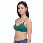 Women's Green 100% Cotton Regular Bralette Bra, गहरा हरा, small