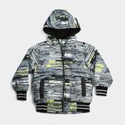 Boys Grey Hooded Bomber Jacket, Charcoal, small