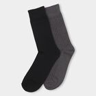 Men's Jet Charcoal Grey Crew Length Formal Socks Pack of 2, Dark Grey, small