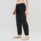 Women's Muted Charcoal Black Solid Elastic Waist Pyjama, काला, small image number null