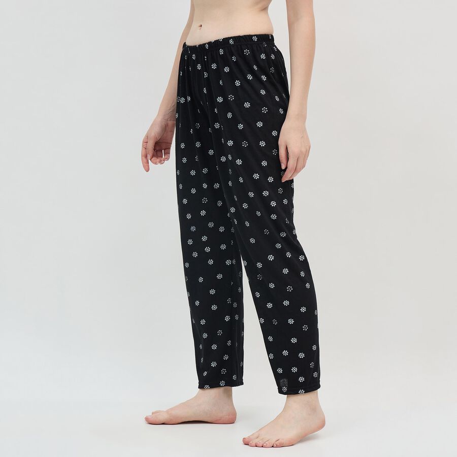 Women's Muted Charcoal Black Solid Elastic Waist Pyjama, काला, large image number null