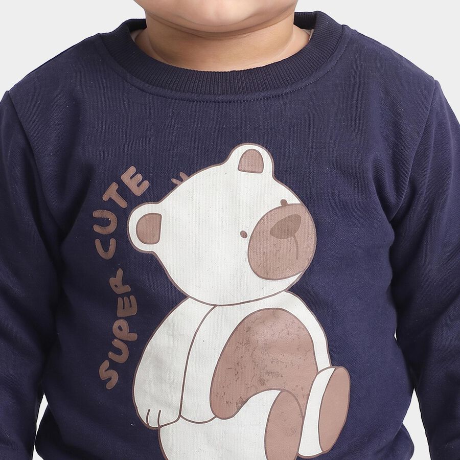 Infants' Navy Blue Round Neck Pullover Sweatshirt, Navy Blue, large