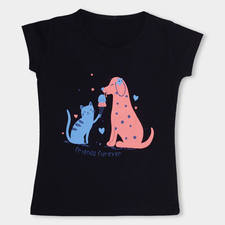 Girls' T-Shirt , नेवी ब्लू, large image number null