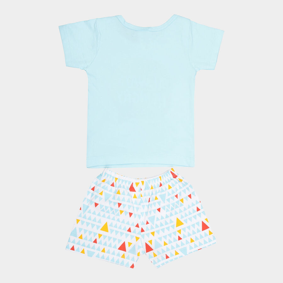 Infants Cotton Boat Neck Baba Suit, Light Blue, large image number null