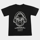 Boys Black Round Neck Casual Boys T-Shirt, काला, small