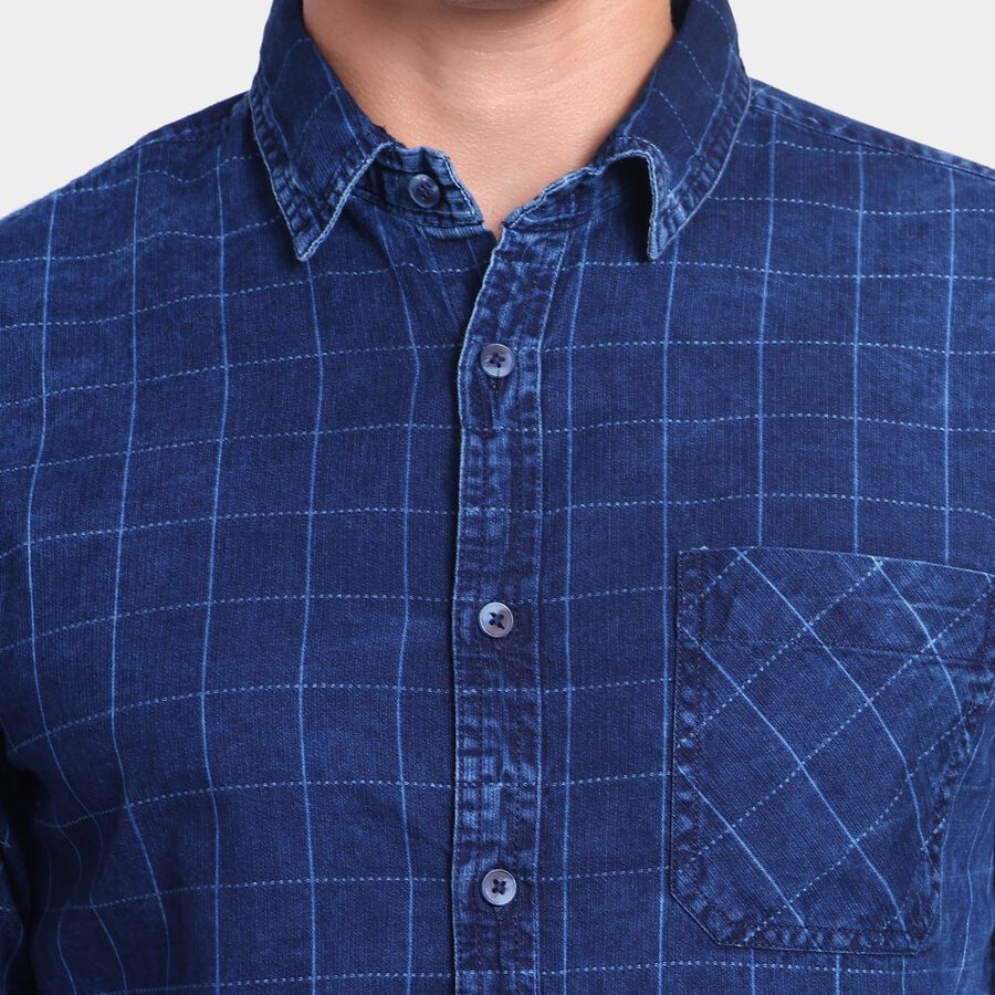 Men's 100% Cotton Casual Shirt, नेवी ब्लू, large image number null