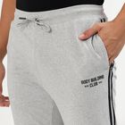 Men's Light Ash Grey Regular Fit Side-Striped Track Pants, Melange Light Grey, small image number null