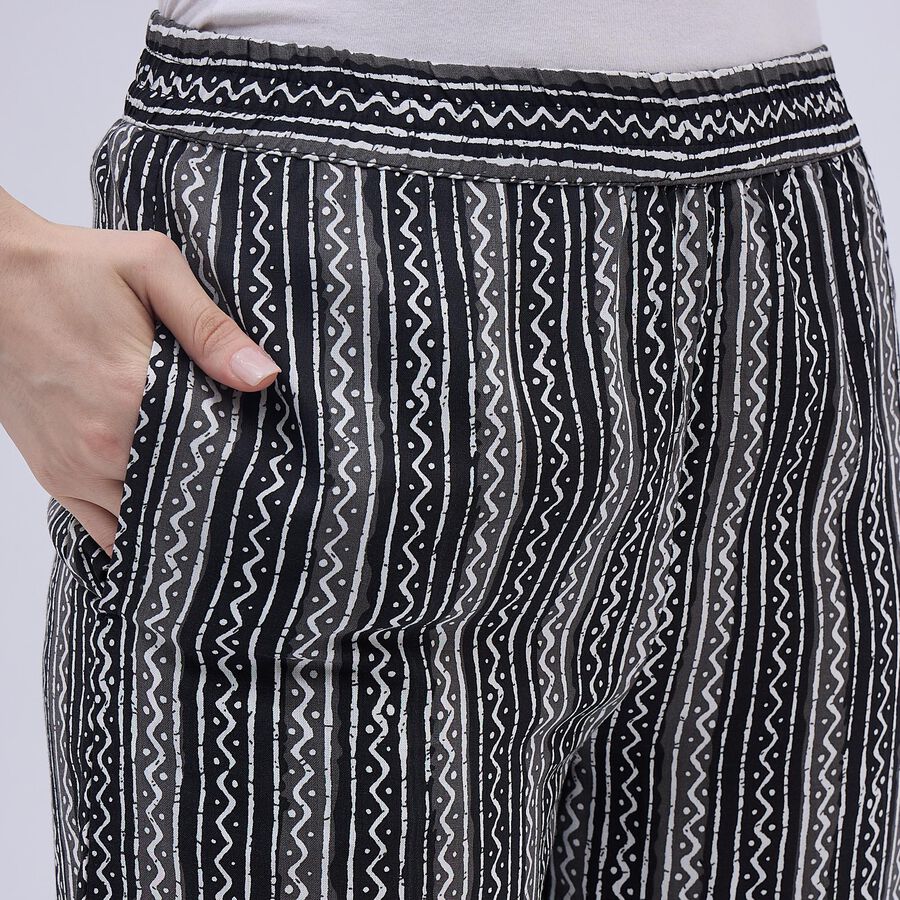 Women's Black and White Printed Wide-Leg Palazzos, काला, large image number null