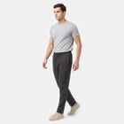 Men's Charcoal Slim Fit Solid Track Pants, Charcoal, small