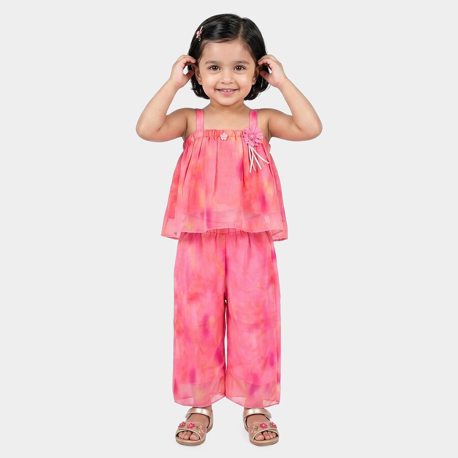 Girls Pink Square Neck Camisole Top and Capri Set, Pink, large