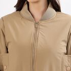 Women's Warm Beige Baseball Casual Bomber Jacket, गहरा पीला, small image number null