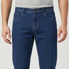 Men's Blue Straight Fit Clean Wash Jeans, मध्यम नीला, small