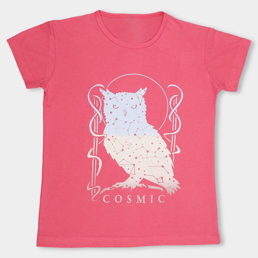 Girls' T-Shirt , गुलाबी, large