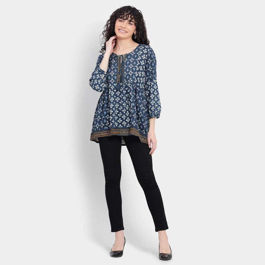 All Over Print Kurti, गहरा नीला, large image number null