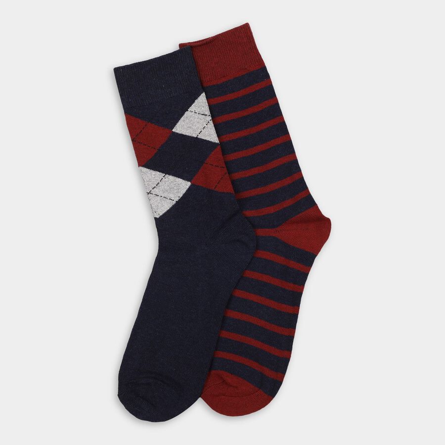 Men's Socks (Pack of 2), नेवी ब्लू, large