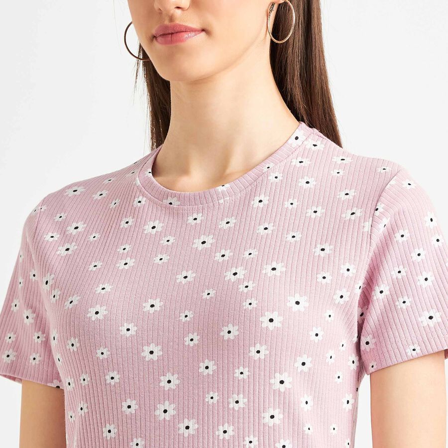 All Over Print Round Neck T-Shirt, Pink, large image number null