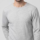 Men's Grey Long Sleeve Thermal, मिश्रित हल्का ग्रे, small