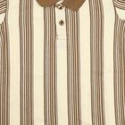 Boys Beige Polo Neck Striped T-Shirt, गहरा पीला, small