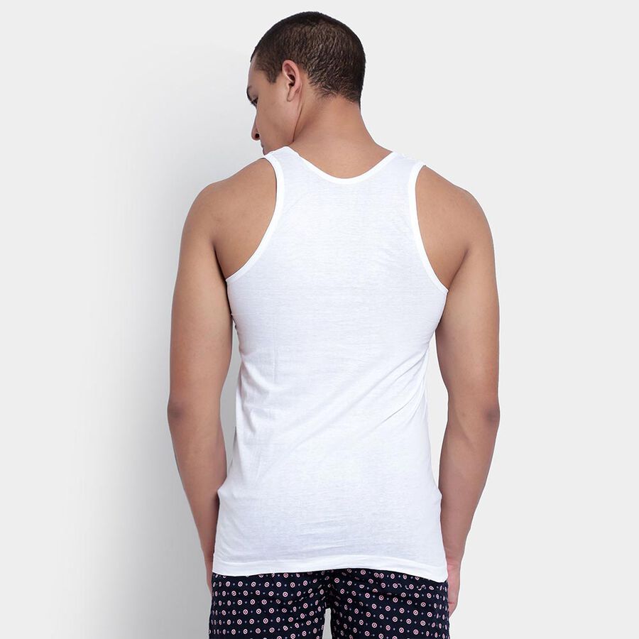 Cotton Solid Vest, White, large