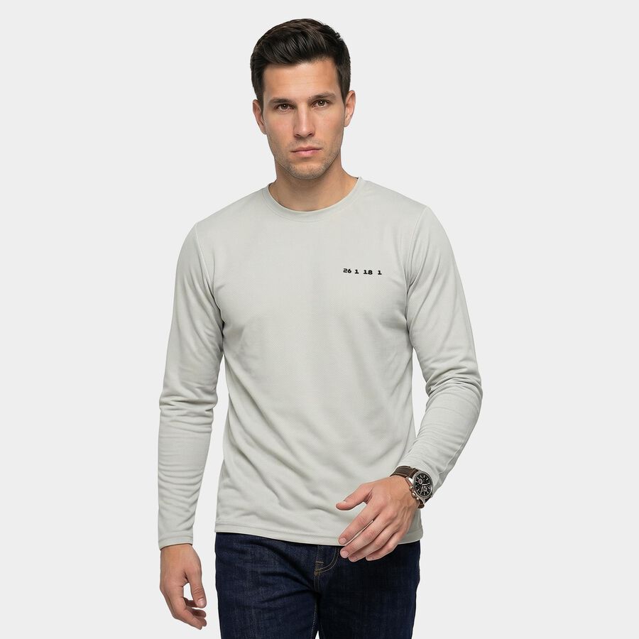 Men's Grey Round Neck Regular T-Shirt, हल्का ग्रे, large