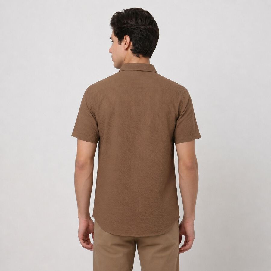 Men's Brown Cotton Regular Fit Casual Shirt, Brown, large