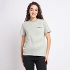 Ladies'  Stripes Round Neck T-Shirt, Light Green, small