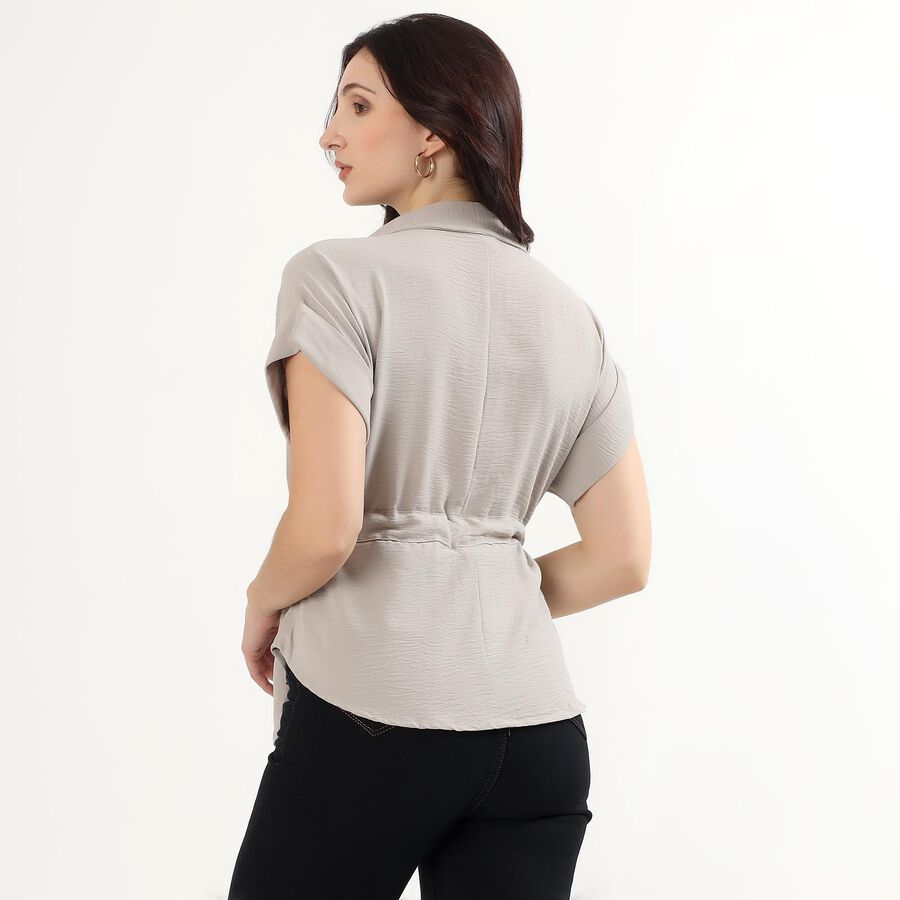 Women's Light Grey Half Sleeve Classic Casual Shirt, Light Grey, large