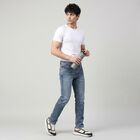 Men's Blue Slim Fit Faded Jeans, गहरा नीला, small