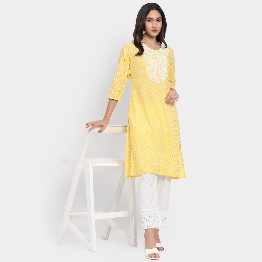Ladies' 100% Cotton Kurta, Yellow, large image number null