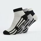 Men's Ankle Length Striped Pack of 3 Socks ( Blue, Grey, Black ), Black, small