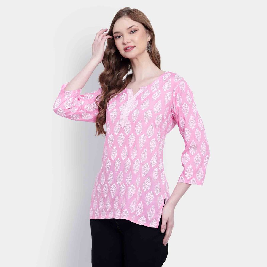 Printed Kurti, Light Pink, large image number null
