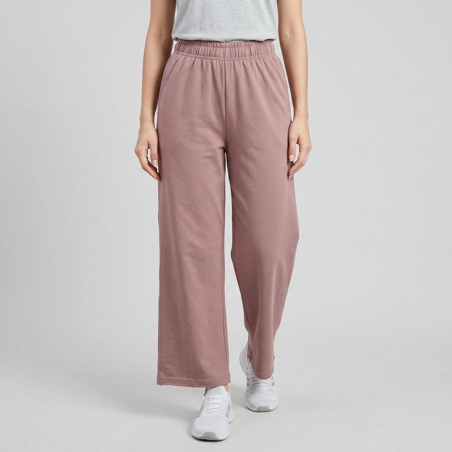 Women's Pink Wide Leg Track Pants, Light Pink, large