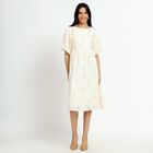 Women's Ivory Round Neck Romantic A-Line Dress, ऑफ व्हाइट, small image number null