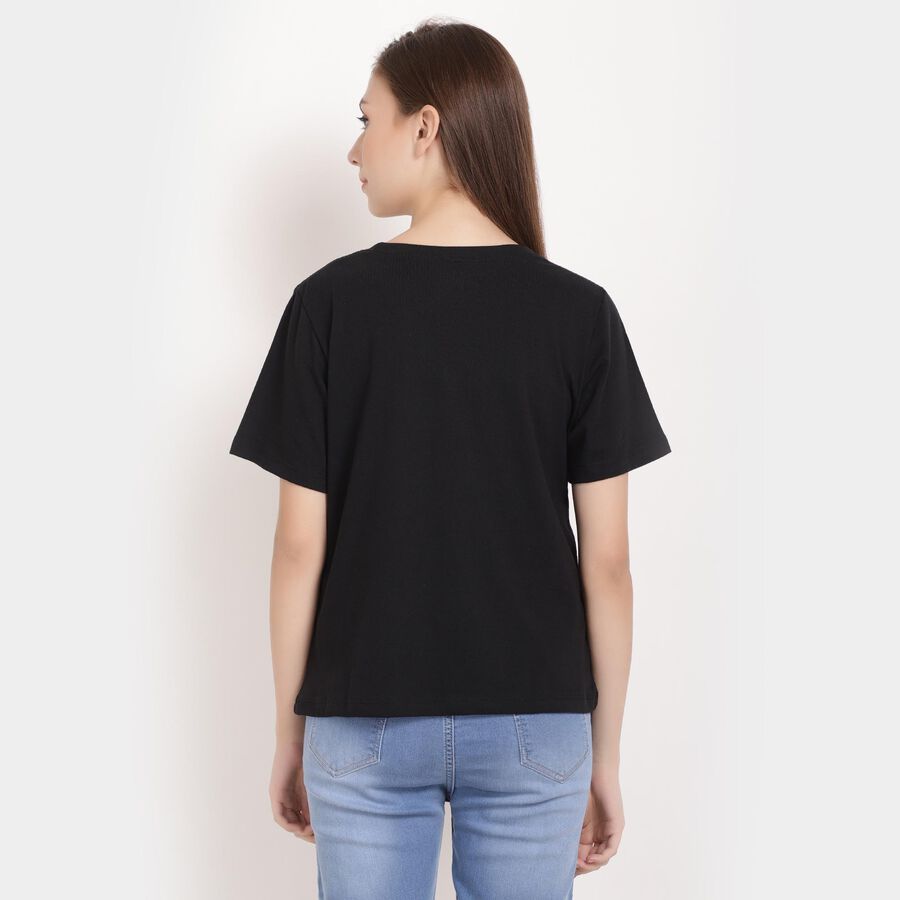 राउन्ड नेक टी-शर्ट, Black, large image number null