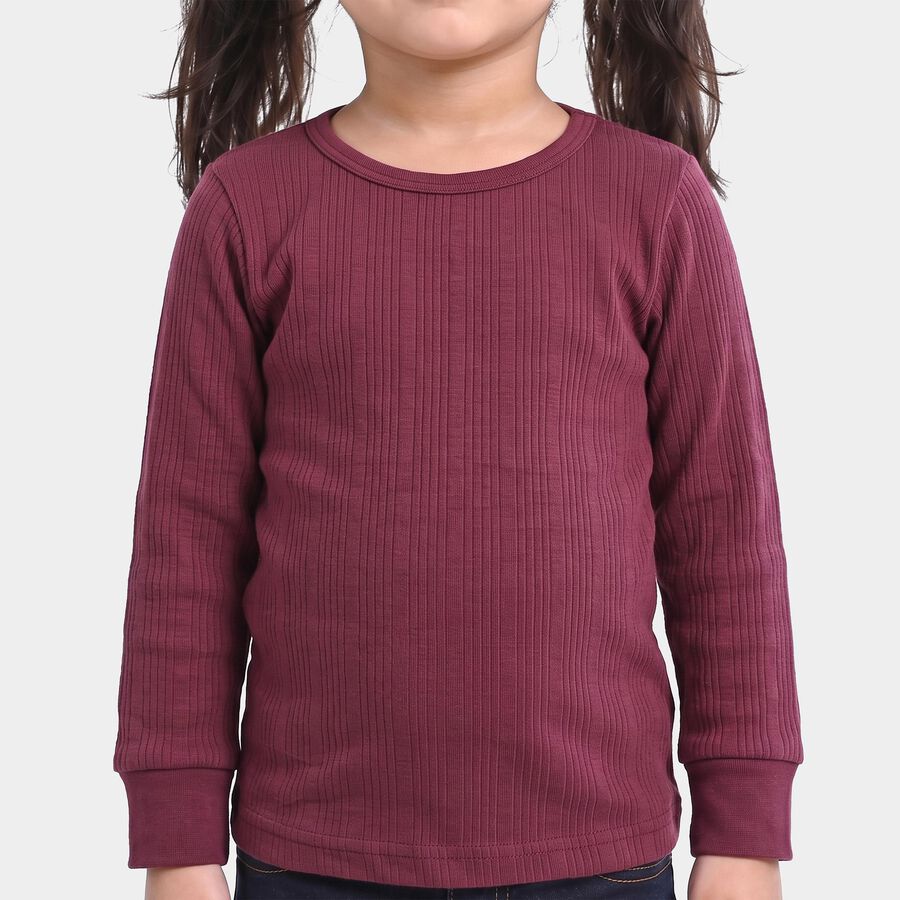 Girls Maroon Long Sleeve Thermal, Wine, large