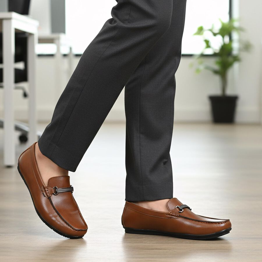 Men's Tan Slip-On Loafer Formal Shoes, Tan, large